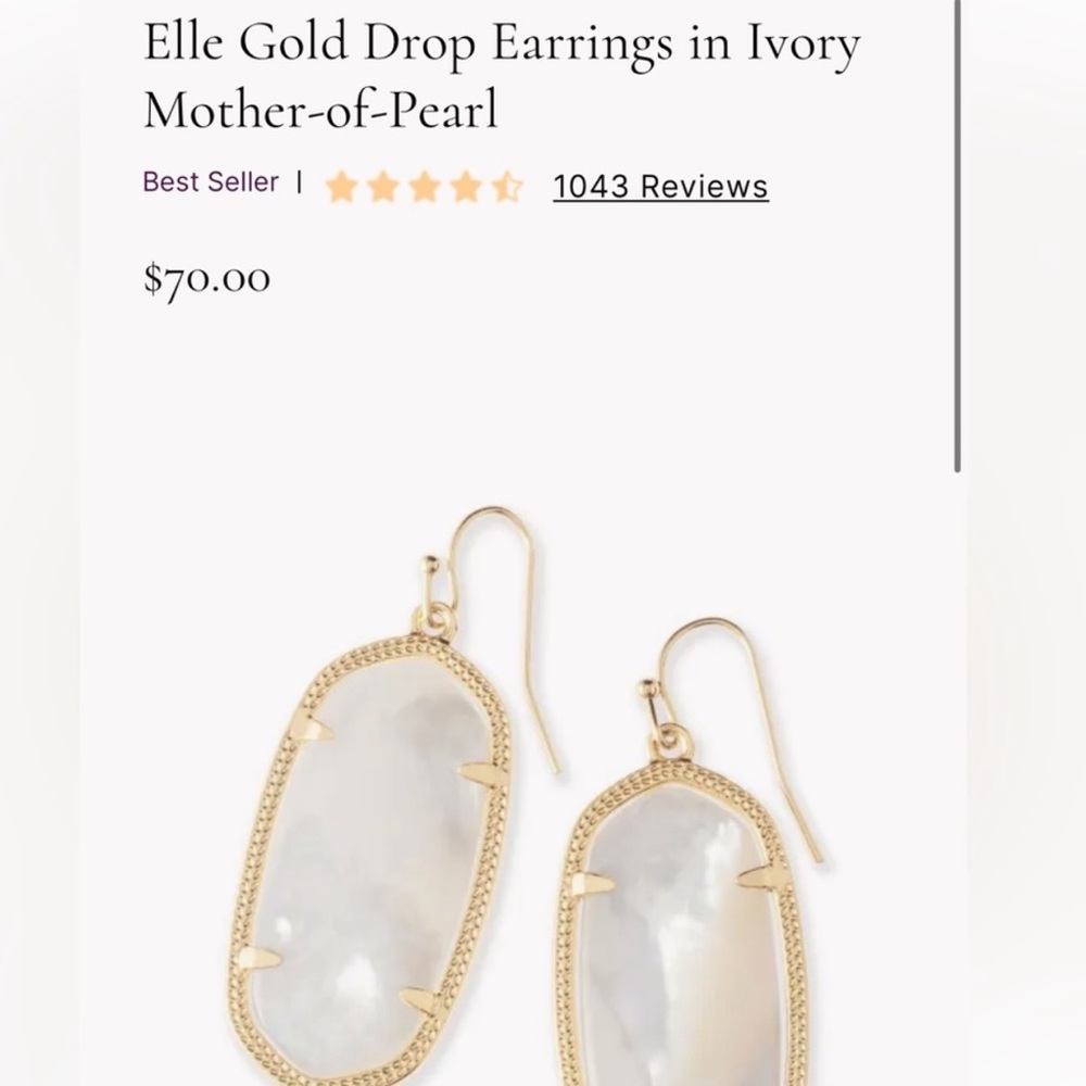 KENDRA SCOTT⭐️BEST SELLER⭐️ Elle Gold Drop Earrings in Ivory Mother of Pearl